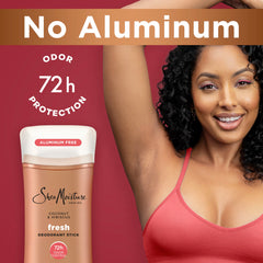 SheaMoisture Deodorant Stick 72h Odor Control Coconut & Hibiscus Fresh Aluminum Free 2.6 oz,(Pack of 2)