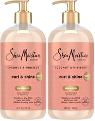 SheaMoisture Shampoo Coconut and Hibiscus,for Thick,Curly Hair,to Cleanse & Hydrate,24 oz,(Pack of 2)