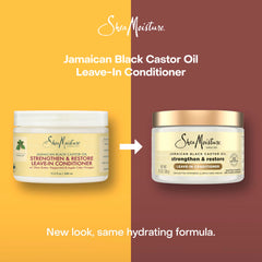 SheaMoisture Jamaican Black Castor Oil Leave In Conditioner 100% Pure Jamaican Black Castor Oil For Damaged Hair to Soften and Detangle Hair 11.5 oz