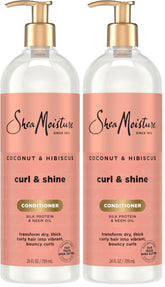 SheaMoisture Curl & Shine Conditioner Coconut & Hibiscus,for Thick,Curly Hair,to Moisturize-& Soften,24 oz,(Pack of 2)
