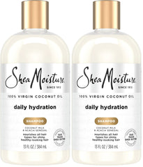 SheaMoisture Shampoo, 13 oz, All Hair Types | Daily Hydration | Virgin Coconut Oil | Sulfate-Free | Pack of 2