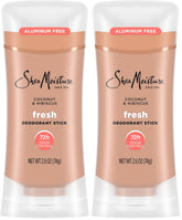 SheaMoisture Deodorant Stick 72h Odor Control Coconut & Hibiscus Fresh Aluminum Free 2.6 oz,(Pack of 2)
