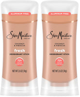 SheaMoisture Deodorant Stick 72h Odor Control Coconut & Hibiscus Fresh Aluminum Free 2.6 oz,(Pack of 2)