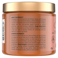 SheaMoisture Define&Shine Styling Gel+Flaxseed 12ct Coconut&Hibiscus Hydrates,Holds Your Style All Day Infused With Glycerin,CoconutOil an Invigorating Sweet Scent ParabenFree Frizz Control Gel 15OZ