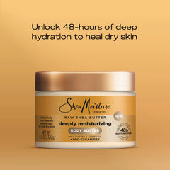 SheaMoisture Deeply Moisturizing Body Butter with Raw Shea Butter, Argan Oil and Pro-Ceramides, Rich Hydration & Healing of Dry Skin, 48H Moisturizing 11.5 oz, (Pack of 2)