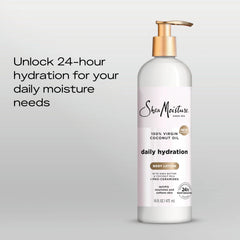 SheaMoisture Daily Hydration Body Lotion with 100% Virgin Coconut Oil, Shea Butter, Coconut Milk and Pro-Ceramides, Quickly Nourish & Soften Skin, 24H Moisturizing 16 oz