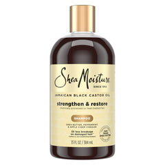 SheaMoisture Strengthen and Restore Shampoo Pure Jamaican Black Castor Oil for Damaged Hair To Cleanse and Nourish Hair 13 fl oz