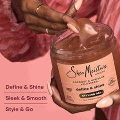 SheaMoisture Define&Shine Styling Gel+Flaxseed 12ct Coconut&Hibiscus Hydrates,Holds Your Style All Day Infused With Glycerin,CoconutOil an Invigorating Sweet Scent ParabenFree Frizz Control Gel 15OZ