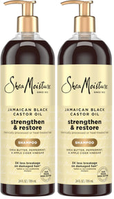 SheaMoisture Strengthen and Restore Shampoo Jamaican Black Castor Oil for Damaged Hair Sulfate-Free 24 oz,(Pack of 2)