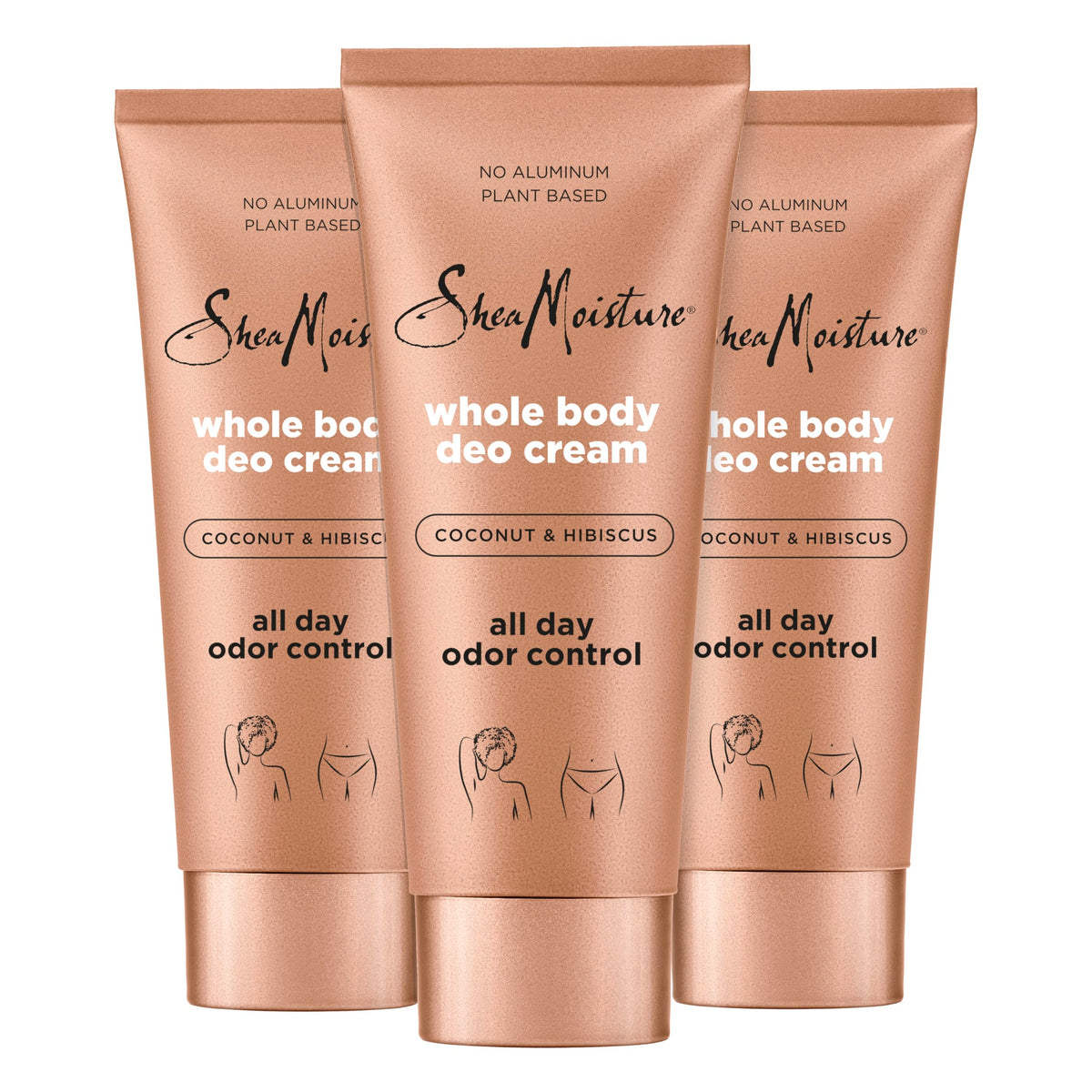 SheaMoisture Whole Body Deo Cream Coconut & Hibiscus 3 count for All-Day Odor Control, with No Aluminum, 2.5 oz