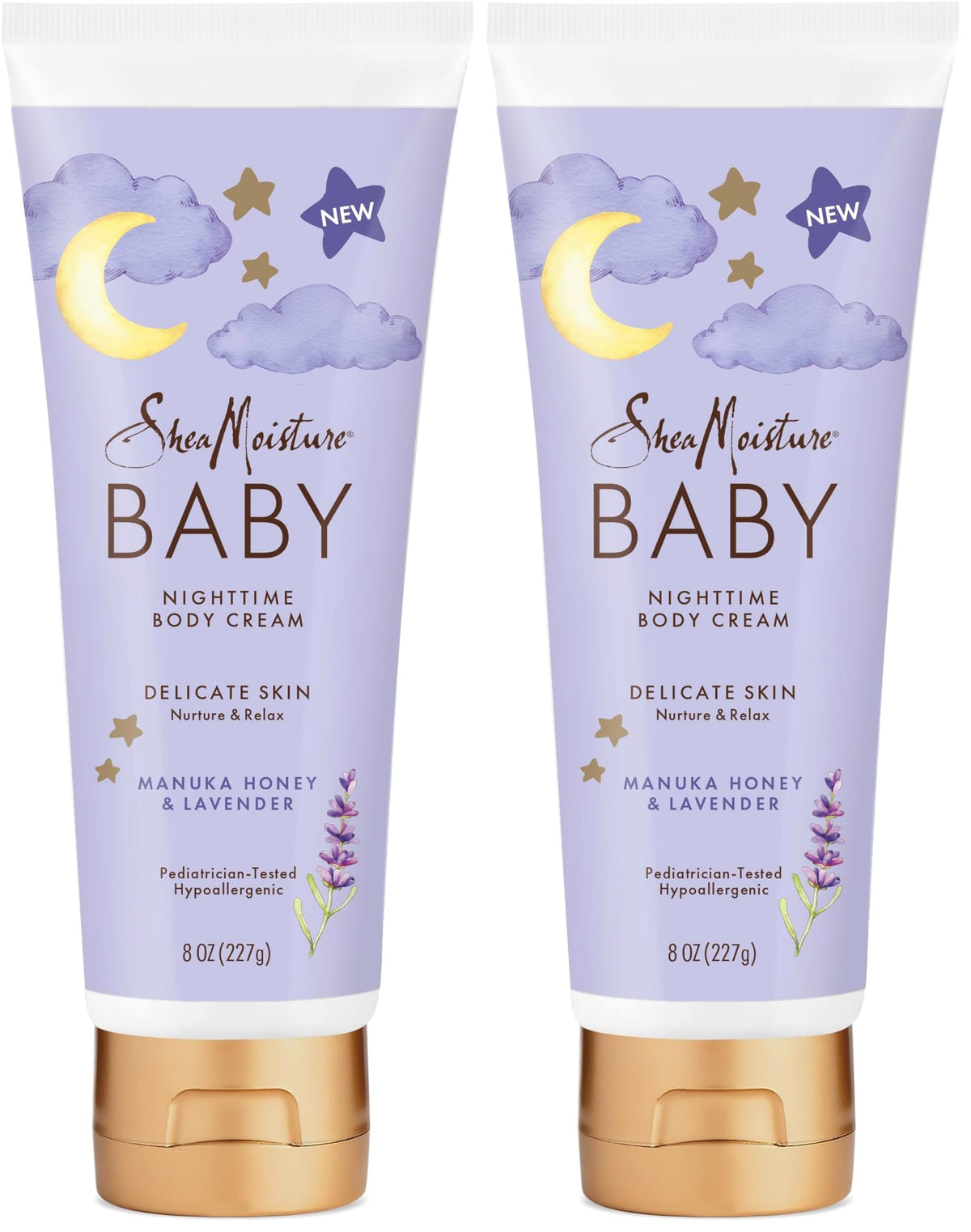 SheaMoisture Baby Moisturizer Manuka Honey & Lavender for Delicate Hair and Skin Nighttime Hair and Skin Care Regimen 8 oz,(Pack of 2)