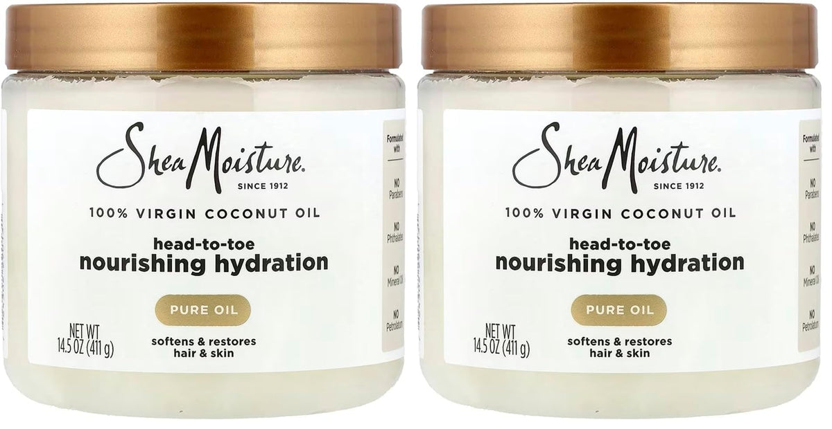 SheaMoisture for Dry Skin Nourishing Hydration 100% Extra Virgin Coconut Oil Soften and Restore Skin and Hair 14.5 oz,(Pack of 2)
