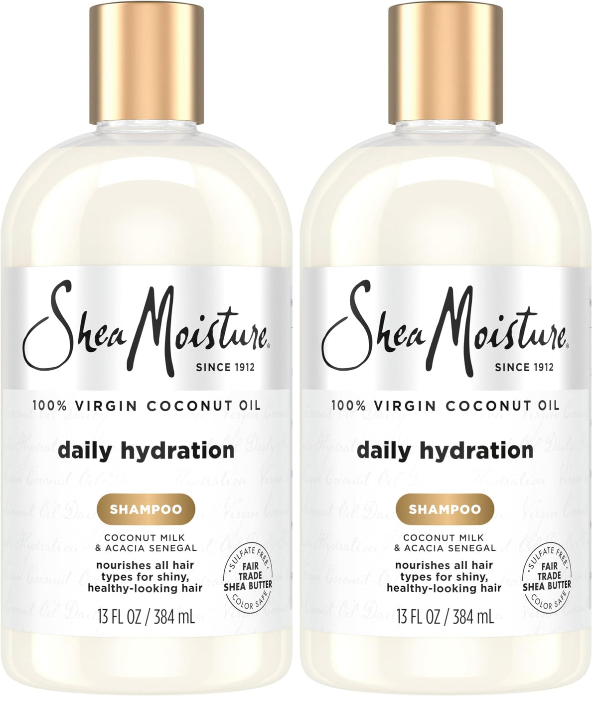 SheaMoisture Shampoo, 13 oz, All Hair Types | Daily Hydration | Virgin Coconut Oil | Sulfate-Free | Pack of 2