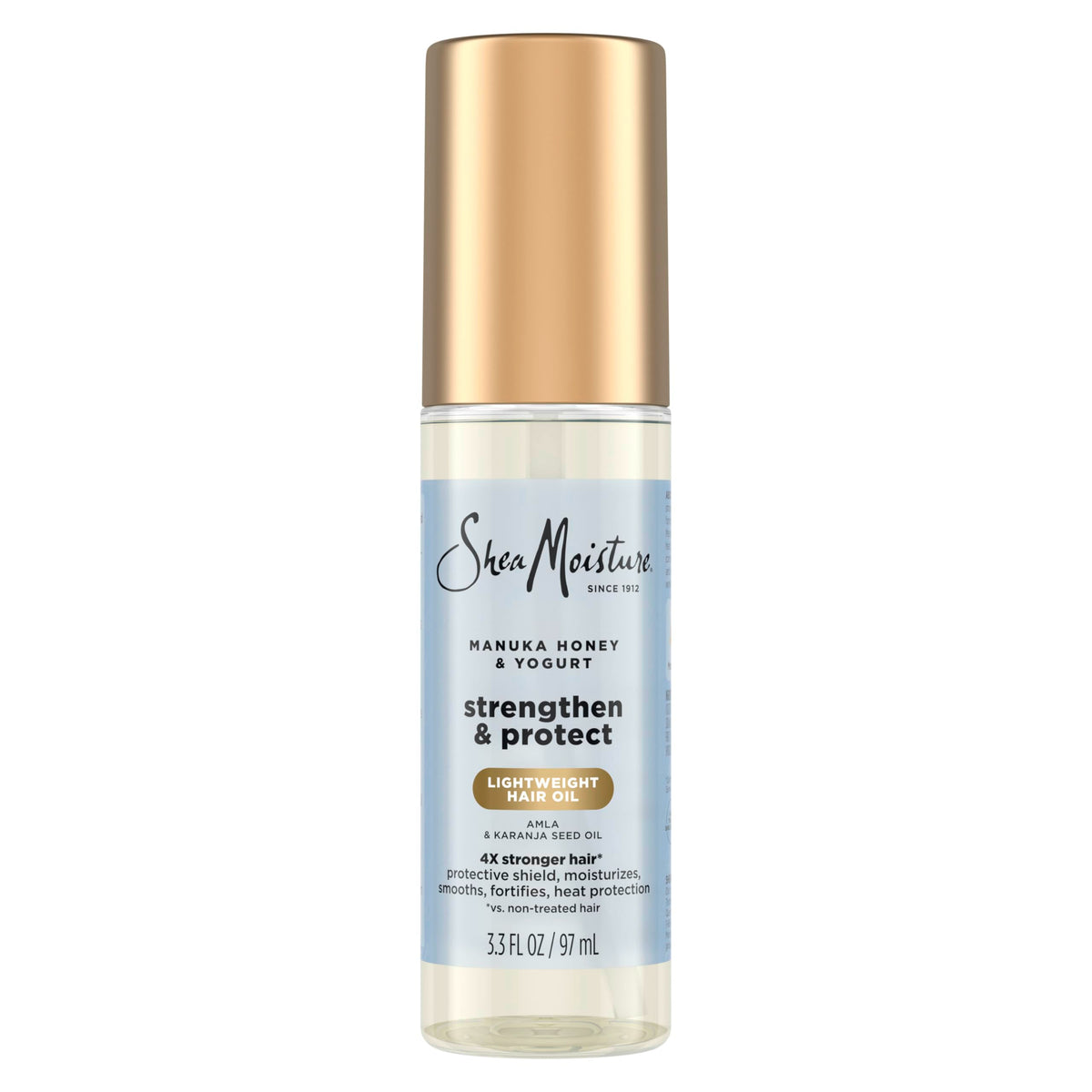 SheaMoisture Strengthen & Protect Hair Oil Manuka Honey & Yogurt Reduces Heat Damage and Protects Hair with an Amla Oil and Manuka Honey Infused Lightweight Formula 3.3fl oz