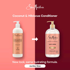 Shea Moisture Curl & Shine Conditioner Coconut & Hibiscus, for Thick, Curly Hair, to Moisturize & Soften, 24 Fl oz