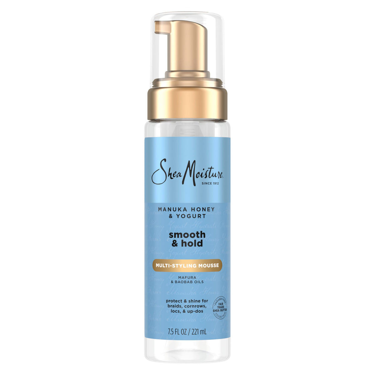 SheaMoisture Manuka Honey & Yogurt Smooth & Hold Multi-Styling Hair Mousse for Nourishment 7.5 fl oz | Smooth, Multi-Styling, Nourishment