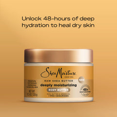 SheaMoisture Deeply Moisturizing Body Butter with Raw Shea Butter, Argan Oil and Pro-Ceramides, Rich Hydration & Healing of Dry Skin, 48H Moisturizing 11.5 oz