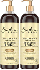 SheaMoisture Strengthen and Restore Shampoo Jamaican Black Castor Oil for Damaged Hair Sulfate-Free 24 oz,(Pack of 2)